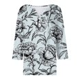 thumbnail image 3 of JTZGDY Cute 3/4 Lenght Sleeve Tops for Women Trendy 2025 Dressy Casual Summer Floral Printed Oversized Button Henley Shirts Loose Fit Cozy Tunic Blouse Light Blue#04 XXXL, 3 of 6