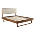 thumbnail image 2 of Modway Bridgette Queen Wood Platform Bed with Angular Frame in Walnut/Beige, 2 of 7