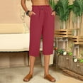 thumbnail image 4 of Baqcunre Workout Shorts Womens Women Fashion Cotton Flax Elastic Long Pants Beach Leisure Trousers Womens Sweatpants Pants For Women Wine 3XL, 4 of 4