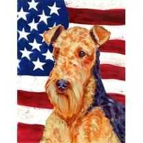 USA American Flag with Airedale Flag Canvas House Size