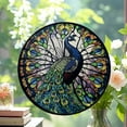 thumbnail image 2 of Peacock Decor Stained Glass Suncatcher - Window Wall Hanging Ornament Hand-Painted Glass Panel Sun Catcher - Decoration for Home Garden Christmas Party Wedding Housewarming Gift,, 2 of 6