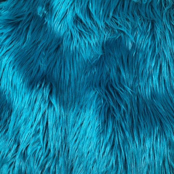 Turquoise Solid Shaggy Long Hair Pile Faux Fur