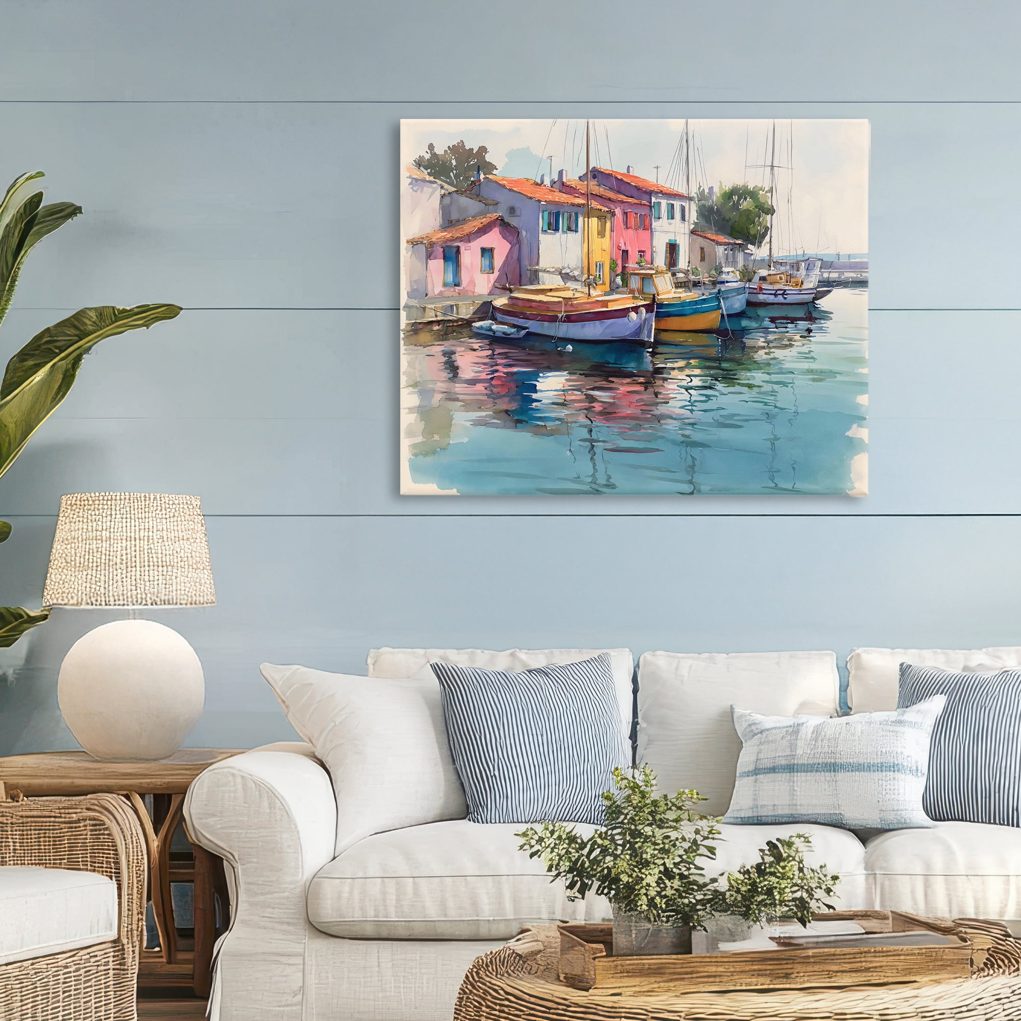 Stupell Industries Colorful Docks Harbor Canvas Wall Art, design by Franklyn Gregory