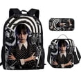 thumbnail image 1 of Wednesday Addams Backpack Three-piece Set Student School Bag Canvas Bag V, 1 of 4