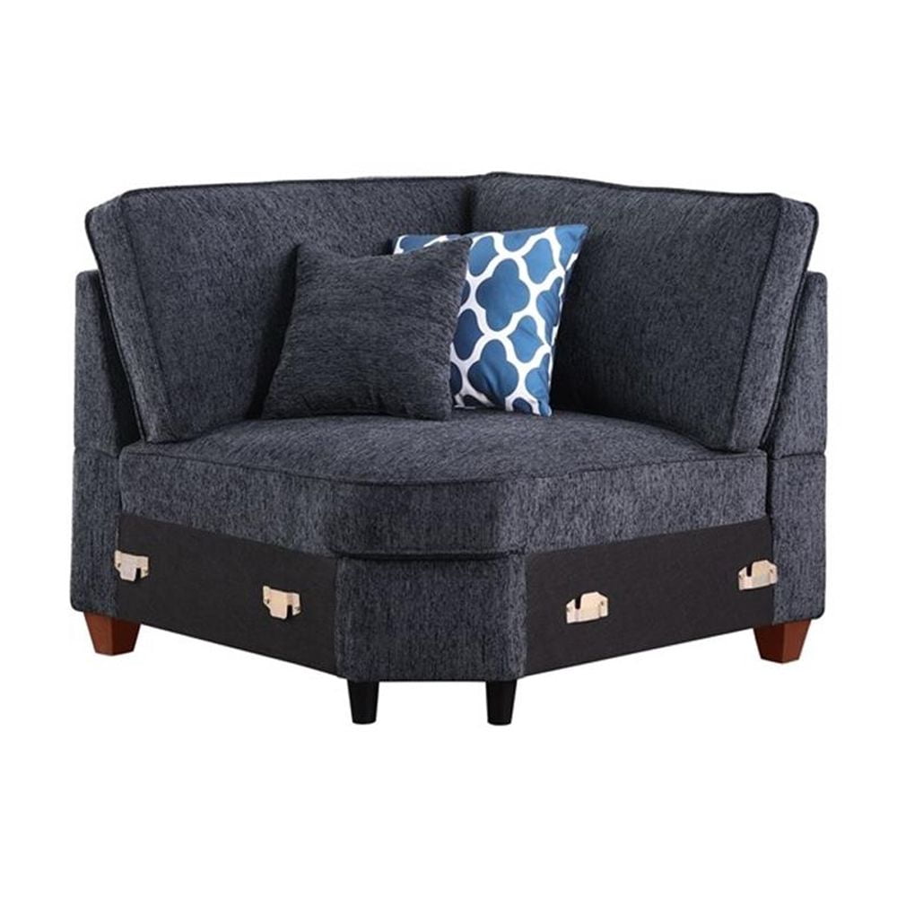 Devion Furniture 7-Piece Upholstered Modern Chenille Sectional in Black