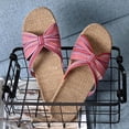 thumbnail image 5 of ShiShine Linen Slide Sandals for Women Breathable Striped Knot Accents Non Slip Sole Beach Resort Shoes for Vacation and Leisure, 5 of 6
