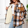 thumbnail image 5 of QQAMB Women's Sherpa Lined Flannel Shirt Jacket Plaid Button Down Jacket Coat for Women with Pocket Multicolor L, 5 of 6