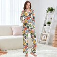 thumbnail image 4 of FORMRS Womens Pajama Set Long Sleeve Top and Pants with Pockets Soft Comfy Lounge Sleepwear, Sizes S-2XL, Black Flowers Pattern, 4 of 7