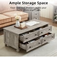 thumbnail image 5 of Leyaoyao Adult Coffee Table with 4 Drawers, 48" Rectangle Rustic Center Table with Hidden Storage for Living Room Bedroom, Grey, 5 of 10
