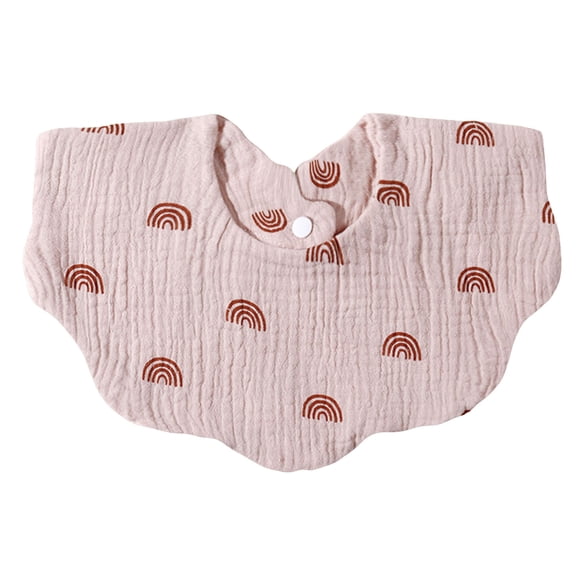 WNVMWI Newborn Cotton Muslin Bibs Baby Snap Absorbent Drool Towel Infant Feeding Teething Reusable Bib Light Pink