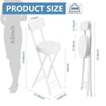 thumbnail image 3 of Cushioned Folding Bar Stool, 24-Inch White Height Portable Chair with 300 lb Capacity, Stainless Steel Frame and PU Leather Seat, 3 of 7