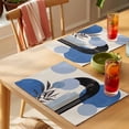 thumbnail image 4 of Boho Middle Century Placemats Set of 6 Abstract Blue Geometric Leaves Place Mats Indoor Wipeable Table Mats Washable Cloth Dining Table Placemats for Kitchen Holiday Party Home Decor 13x19 Inch, 4 of 9