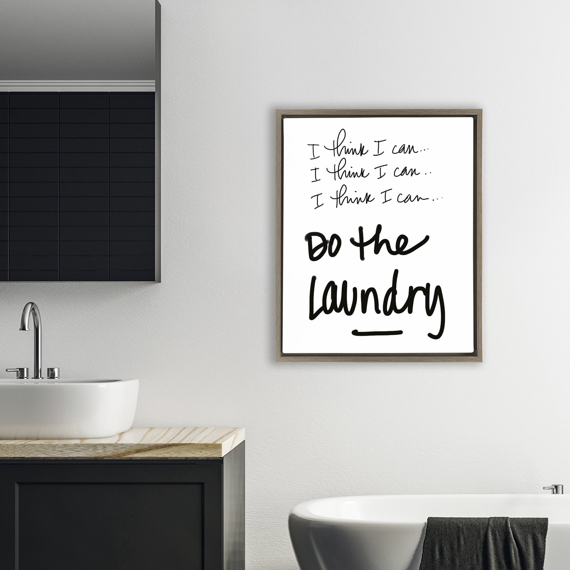 Stupell Industries Think I Can Do Laundry Brown Framed Floater Canvas Wall Art, design by SD Graphics Studio
