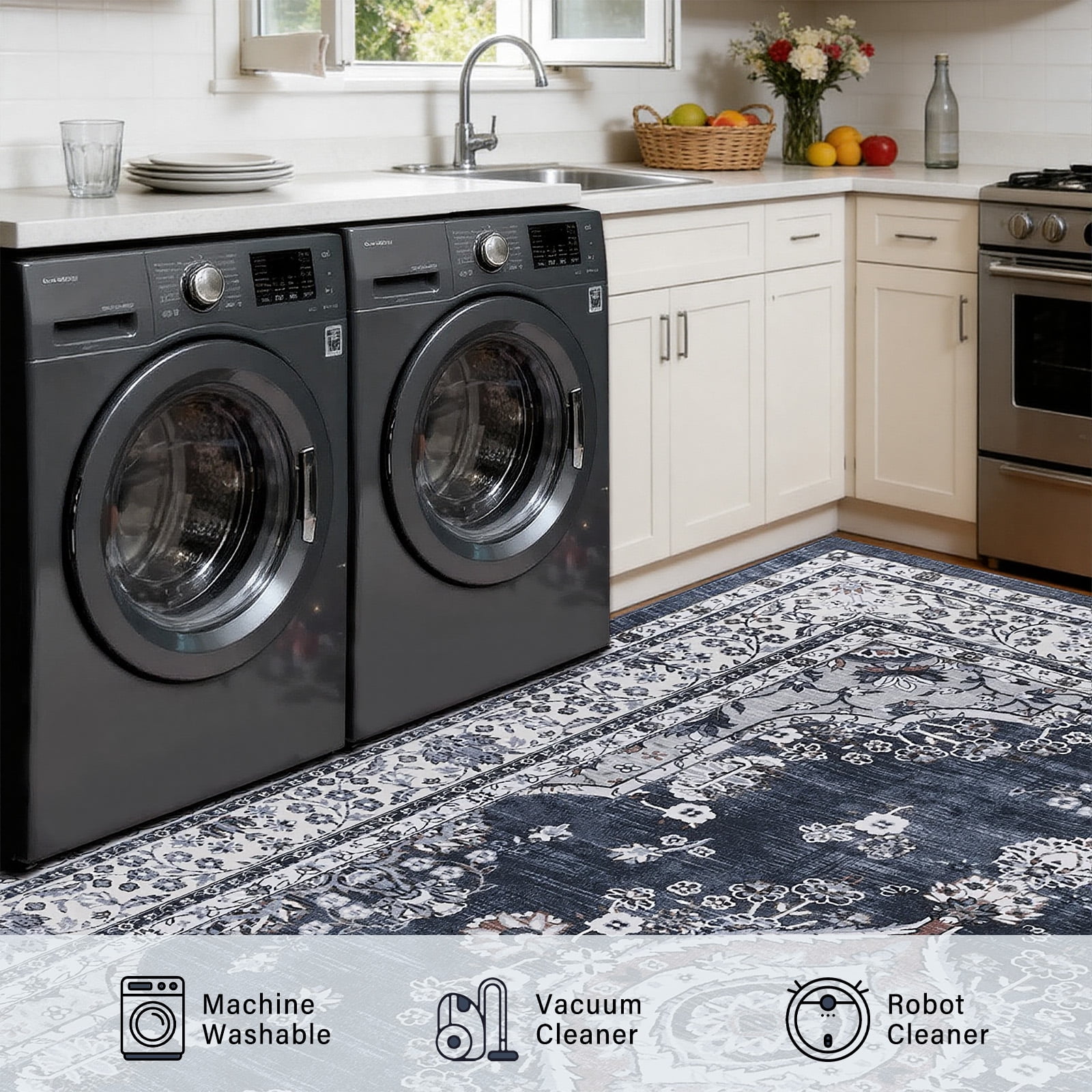 8x10 Area Rugs for Living Room Washable, Medallion Boho Non Slip Rug- Oriental Traditional Farmhouse Carpet for Bedrooms ,Dining Room, Home Office.