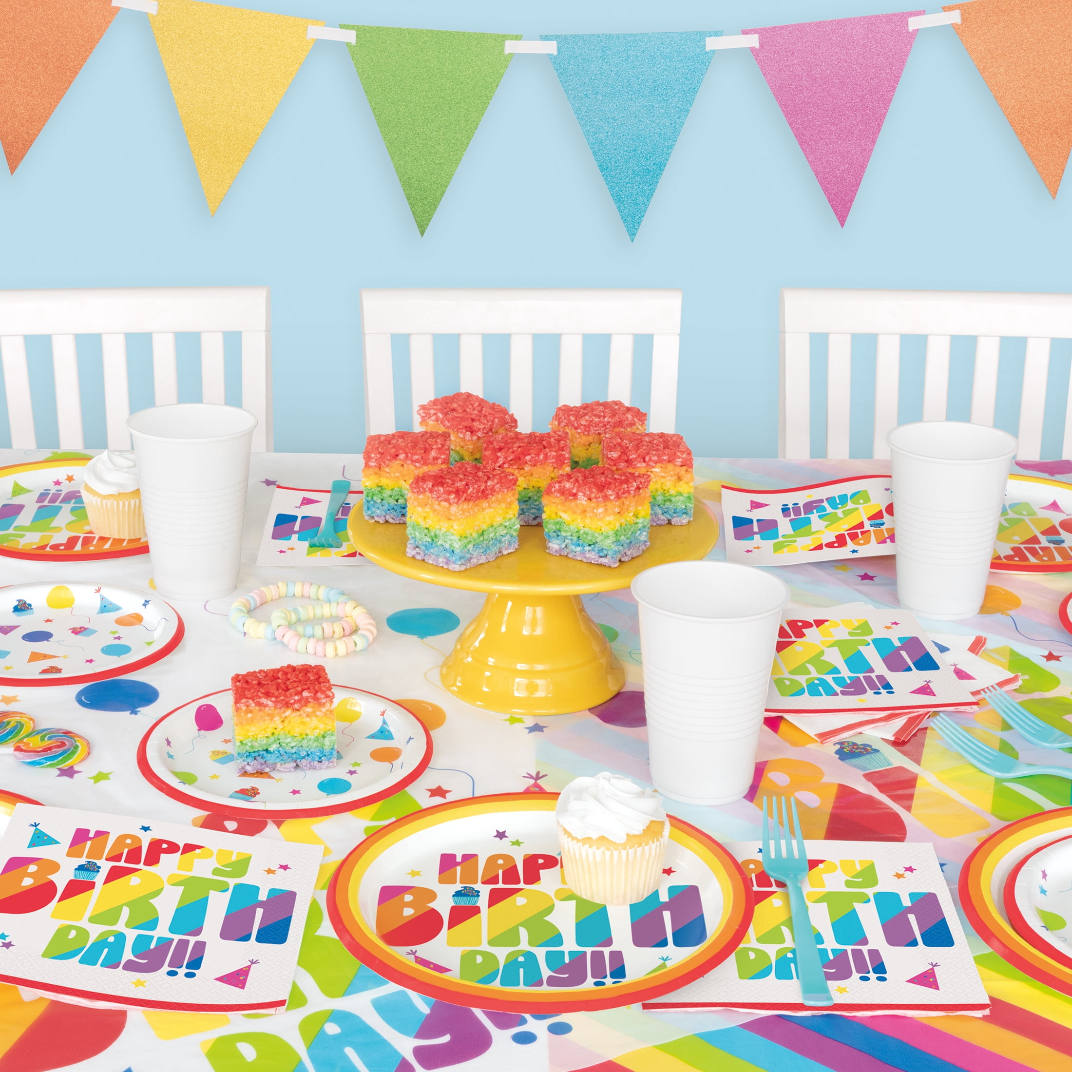 6.5" x 6.5" Disposable Multicolor Happy Birthday Paper Lunch Napkins, 20 Count, by Way To Celebrate