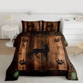 thumbnail image 2 of Homewish Rustic Wildlife Deer Queen Comforter Set for Adult, Brown Wooden Plank Bedding Sets, Vintage Checkered Buffalo Reversible Bedding Comforter Set, Lightweight Room Decor, 3-Piece, 2 of 8