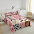 thumbnail image 3 of Western Cow Print Comforter Set Black and White Cow Pattern Bedding Comforter Sets, Pink Cowgirl Southwestern Hat Riding Boots Decor Bedding Full Size, 1 Comforter 2 Pillowcases, 3 of 6