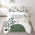thumbnail image 2 of Homewish Teens Minimalist Stripes Circle 7 Pieces Bedding Comforter Set,Vintage Aesthetic Leaves Full Bedding Set Lightweight,Mid Century Fitted Sheet Flat Sheet,Luxury Bedroom Decor,Reversible, 2 of 8