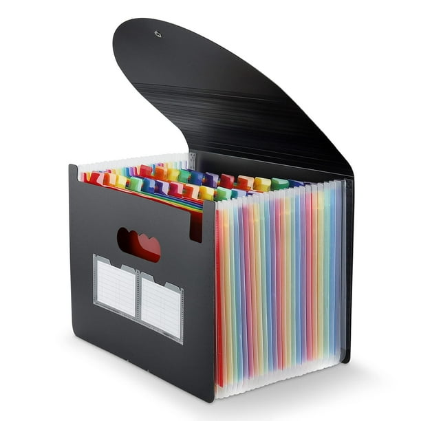 Carpeta expandible Maimis Acordeón A4 con 24 bolsillos, color negro