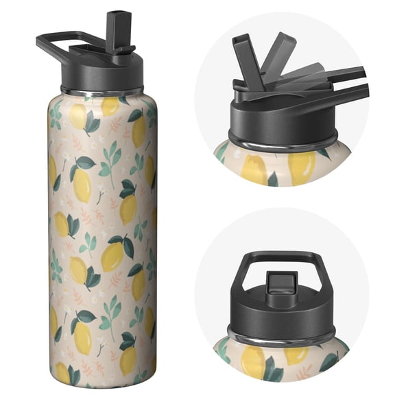 Sports Elite Master 40oz Triple Walled Plants Themed Water Bottle Insulated Stainless Steel With Straw Leak Proof