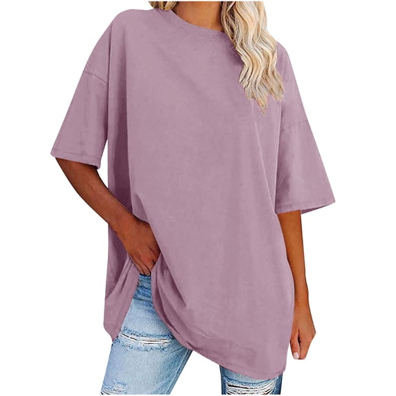 Enridrech Women's Oversized T Shirts V Neck Tees Half Sleeve Tee Shirt Summer Casual Comfort Tunic Tops for Women
