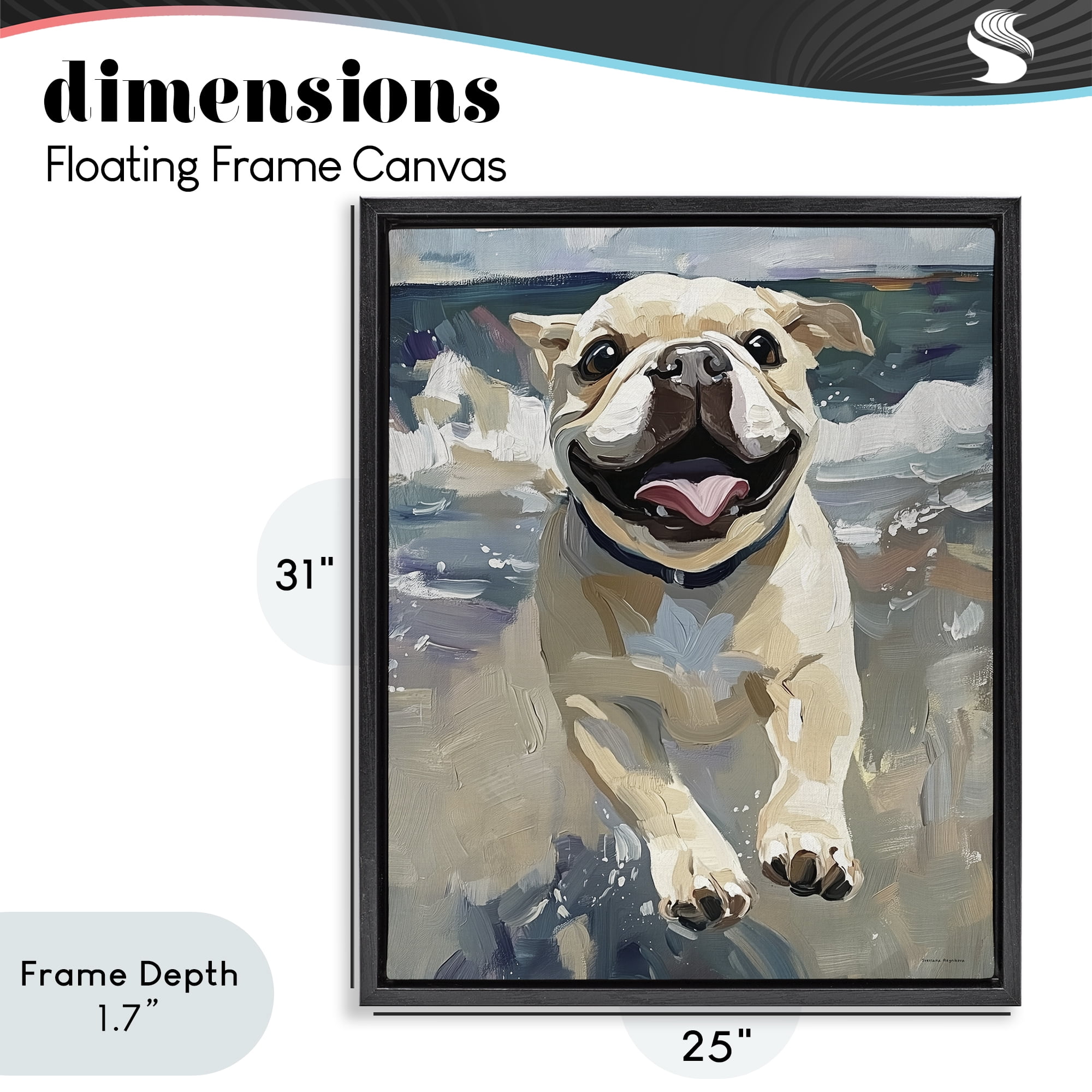 Stupell Industries Sunny Paws Dog on Beach Black Framed Floater Canvas Wall Art, design by Svetlana Aleynikova