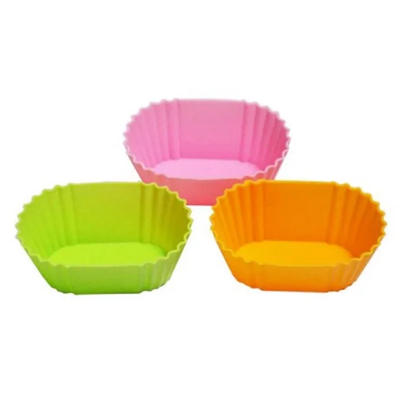 Set Of 3 Oval Silicon Baking Cup Cake Mold Lunch Bento Box Food Divider S-3464