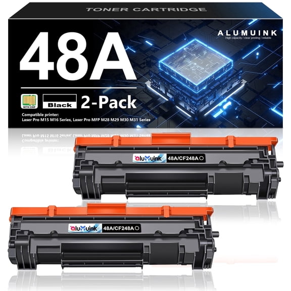 48A Toner Compatible for 48A Toner Cartridge for LaserJet Pro M15a M16w Printer 2 Pack(Black)