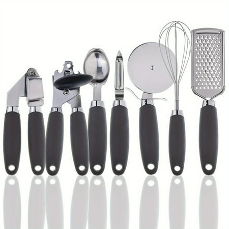 

XOGNGZH 7-Piece Stainless Steel Kitchen Tool Set - Includes Can Opener Pizza Cutter Egg Beater & Peeler - Durable Manual Cooking