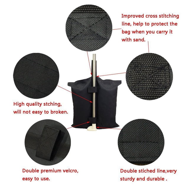 OULII 4Pcs Pavilion Tent Weights Black with Zipper for Easy Attachment and Outdoor Gazebo Fixing