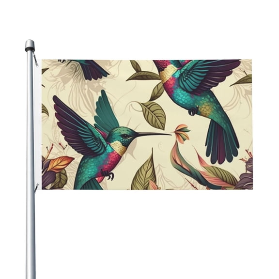 Hummingbird Art Vintage Flag 3X5 Ft Garden Yard House Flags Banner Sign Outdoor Indoor Party Home Garden Decoration