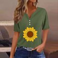thumbnail image 1 of Fiudx Ofertas Flash Artículos En Oferta Blusa de Manga Corta con Estampado de Moda para Mujer, Camiseta con Cuello En V, Tops Informales con Botones, 1 of 5