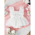 thumbnail image 4 of Elippeo Infant Baby Girls Tulle Romper Dress 3 6 12 18 Months Dot Print Flying Sleeve Square Neck Bow Jumpsuit, 4 of 9