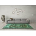 thumbnail image 3 of Ahgly Company Machine Washable Indoor Square Persian Turquoise Blue Traditional Area Rugs, 7' Square, 3 of 4