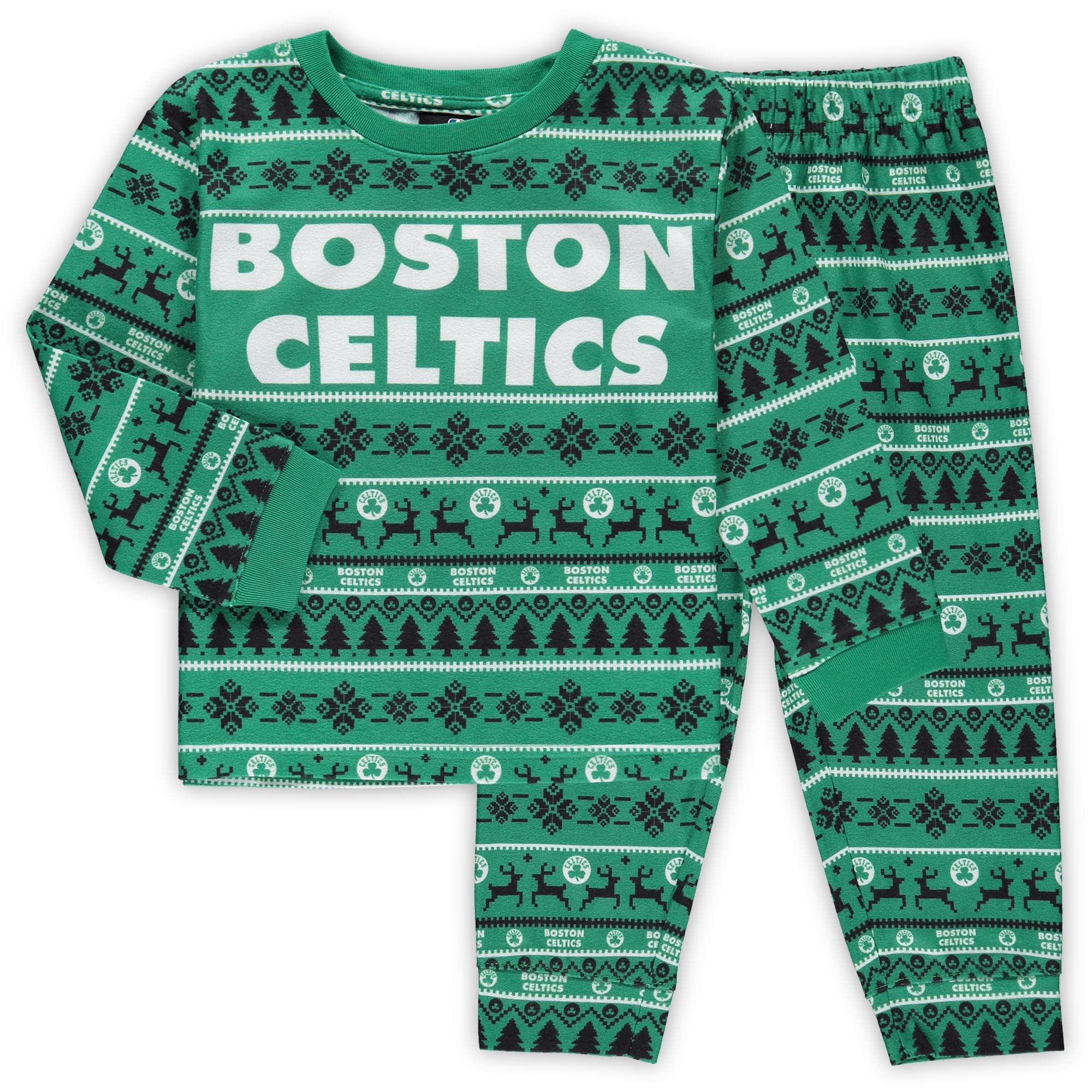 Boston Celtics Toddler Wordmark Ugly Pajama Set Kelly Green Walmart Com