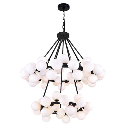 CWL Lighting Arya 70-Light Frosted Glass Chandelier in Black/White