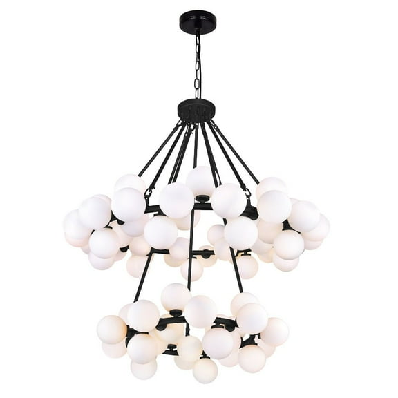 CWL Lighting Arya 70-Light Frosted Glass Chandelier in Black/White