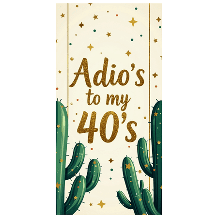 LUUFILx Adios to My 40's Backdrop Cactus Banner Party Supplies Retirement Celebration Birthday Decorations Background Photography Props Decors