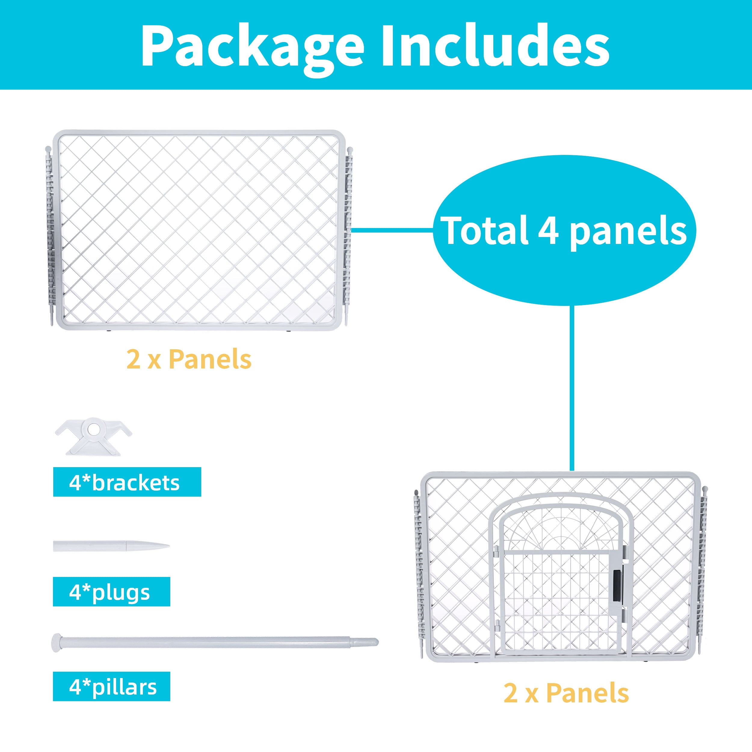 Vibrant Life 4-Panel Pet Playpen, 24”H Dog Fence with Door for Indoor and Outdoor Use