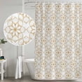thumbnail image 5 of Brown Flower Shower Curtain, Waterproof Shower Curtains for Bathroom, Retro Tribal Art Abstract Monochrome Texture Washable Fabric Bathtub Curtain Set Bath Decor with 12 Hooks 72"x78", 5 of 8
