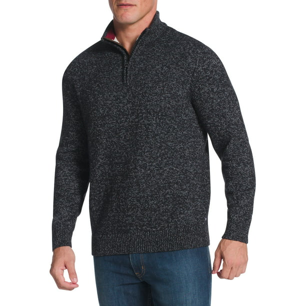 Chaps Mens Long Sleeve Twist Cotton Quarter Zip Mock Neck Sweater ...