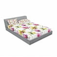 thumbnail image 3 of Ambesonne Floral Fitted Sheet & Pillow Sham Set, Vibrant Magnolia Flower, Twin, Multicolor, 3 of 3