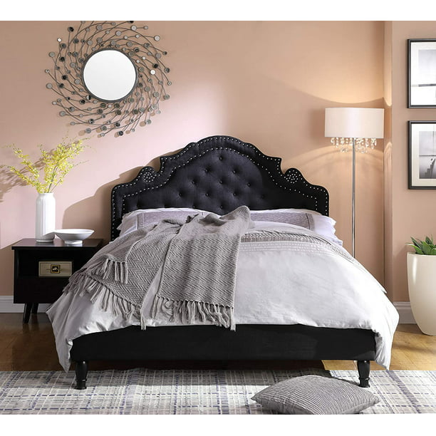 Arched Bedroom Furniture Queen Size Bed, Fabric Headboard Queen Bedroom Sets
