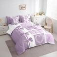 thumbnail image 4 of Manfei Cartoon Ribbon Bow 7-Piece Bedding Comforter Set for Kids, Purple Dreamy Butterfly King Bedding Sets, Love Heart Reversible Bed Sheets, Luxury Bedroom Decor, 4 of 8