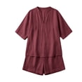 thumbnail image 5 of Mifsaly 2 Piece Short Sets for Women Summer Casual Vacation Linen Matching Outfits V Neck Tunic Top and Shorts with Pockets White,L, 5 of 6