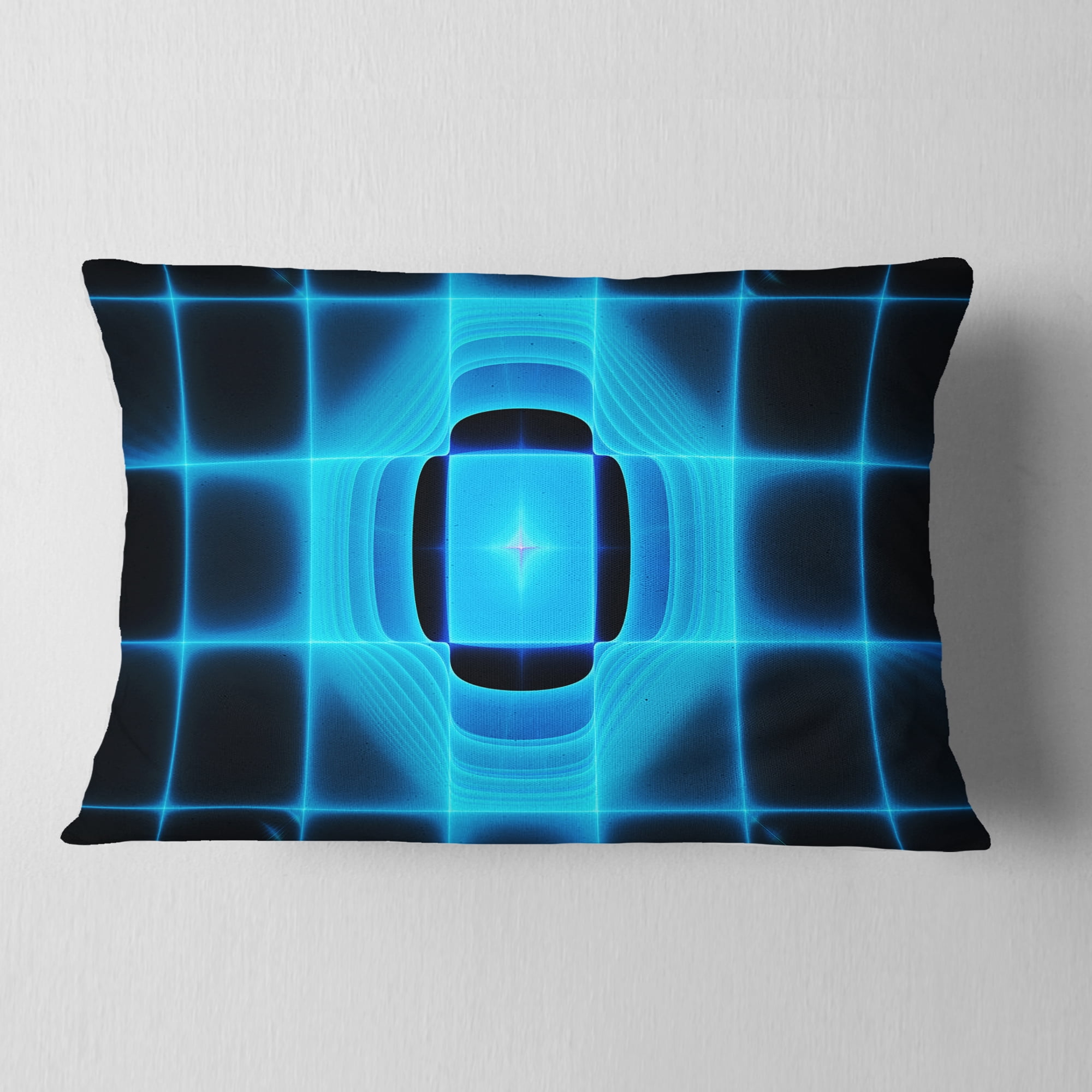 Designart Blue on Black Thermal Infrared Visor - Abstract Throw Pillow - 12x20