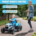 thumbnail image 3 of Powered Ride on Toy Tractor, 24V Kids Ride on Car with Remote Control, Electric Vehicles for Kids Toddlers 3-6 Years with 3 Speeds, Bluetooth, Music Player, LED Light, Rear Wheel Suspension, Blue, 3 of 9
