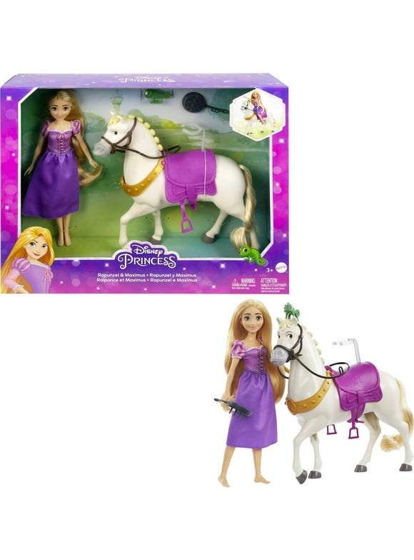 Disney Princess Rapunzel Fashion Doll & Maximus Horse with Saddle, Brushable Tail, Accessories & Pascal