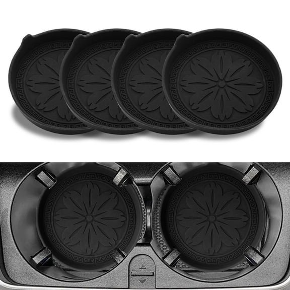 4PCS Car Cup Coaster, Universal Non-Slip Cup Holders Embedded in Ornaments Coaster, Dustproof Automotive Interior Accessories Mat - Black