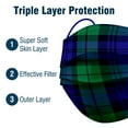 thumbnail image 4 of WeCare Disposable Face Mask, 3-Ply with Ear Loop (50 Individually Wrapped) - Green Plaid, 4 of 9